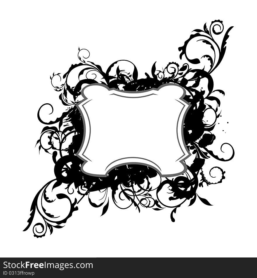 Illustration the floral black decor element for design and border - vector