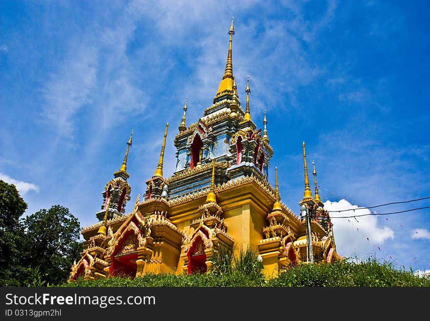 Thai pagoda on the mountain in maeklang temple chiangmai thailand