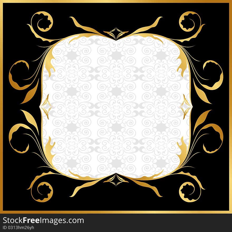 Illustration of golden floral frame - vector