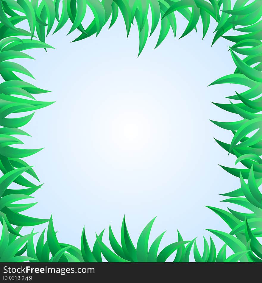 Simple green grass frame and blue sky