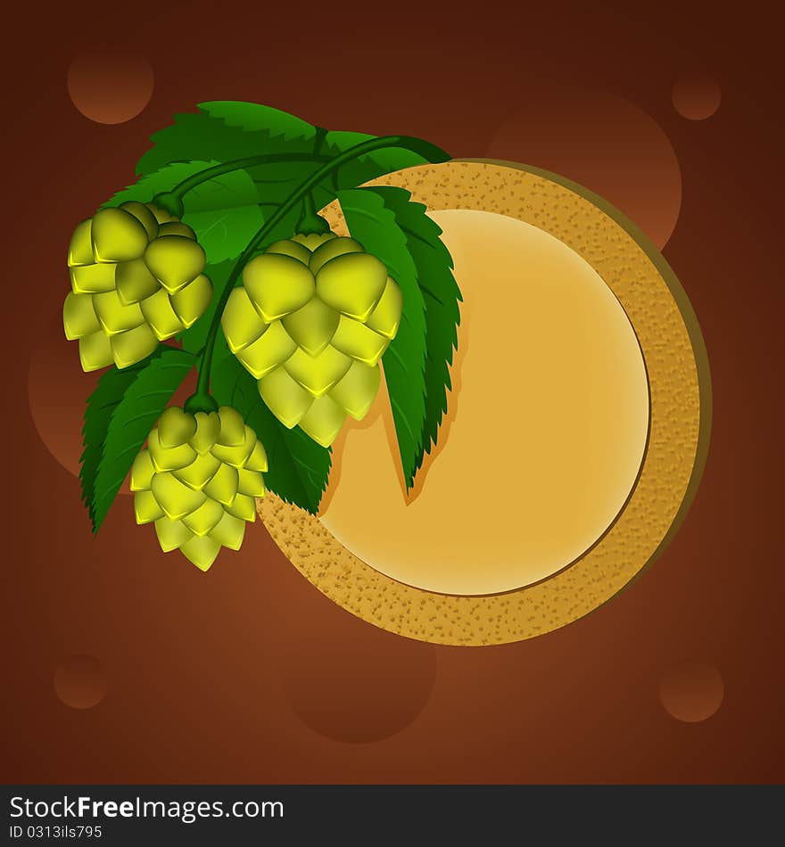 Green Hop And Beer Coaster