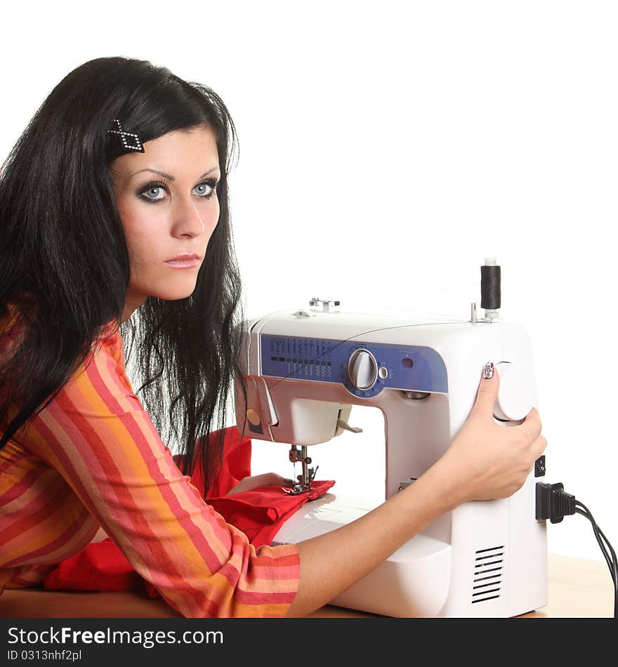 Seamstress Work On The Sewing-machine