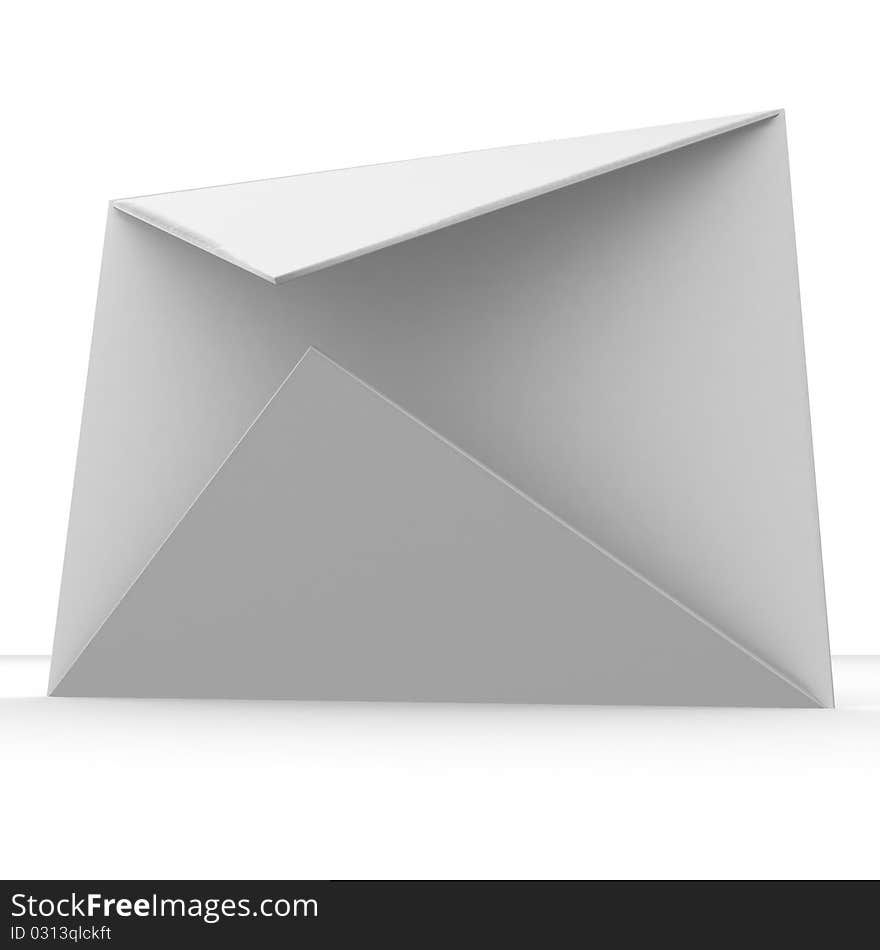 Open mailing envelope on white background