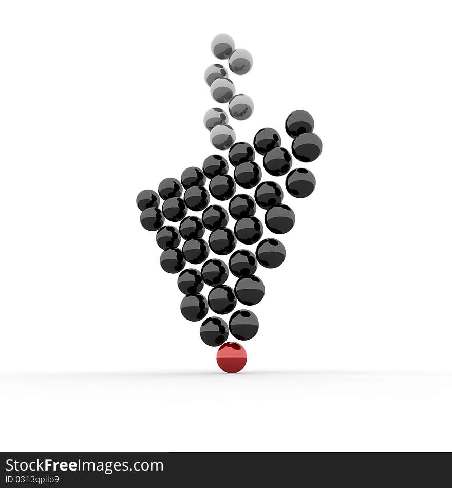 Volume shooter of the colored balls on a white background