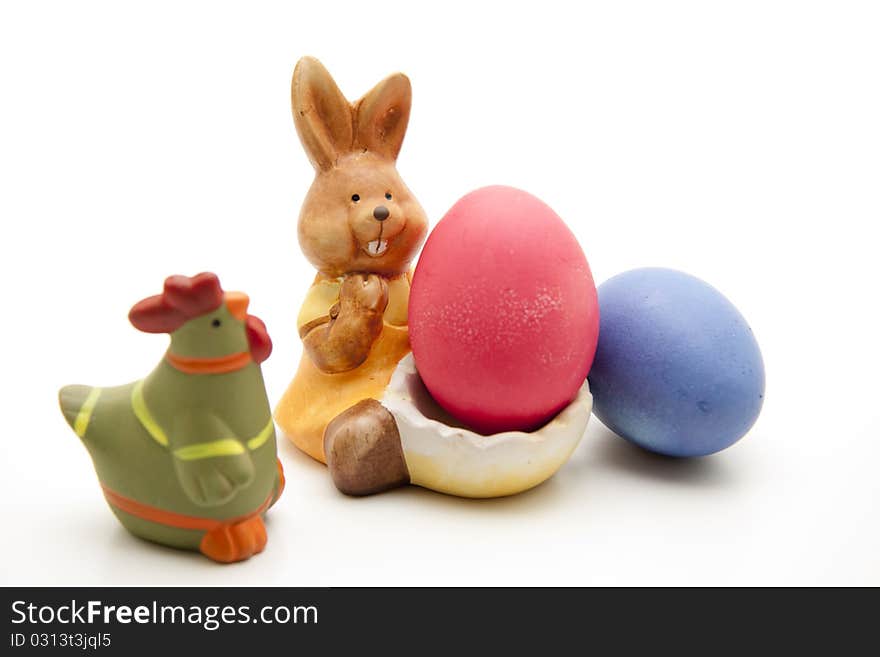 Ceramics Easter bunny with red egg