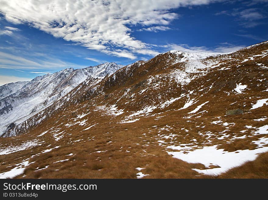 Piz-Tri Peak at 2308 meters on the sea-level. Brixia province, Lombardy region, Italy