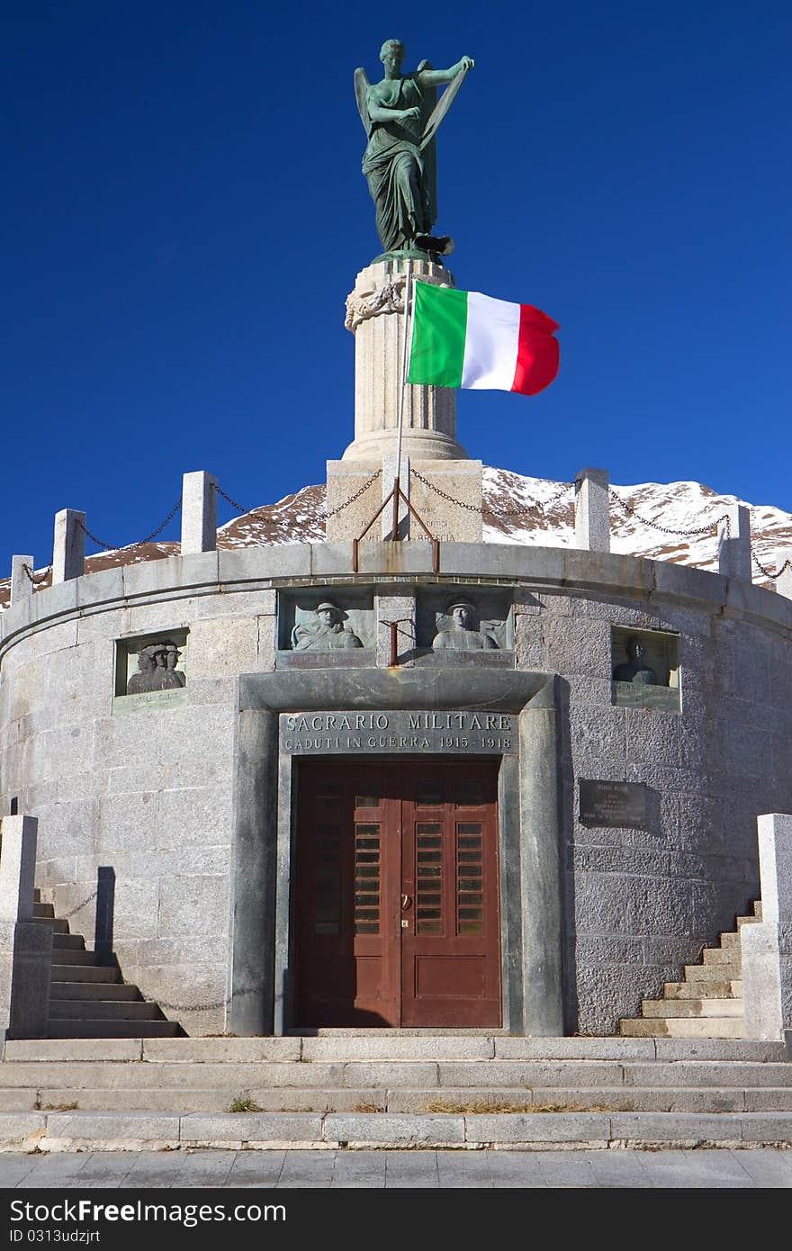 War memorial at Tonale Pass at 1884 meters on the sea-level. Trento province, Trentino-Alto Adige region, Italy