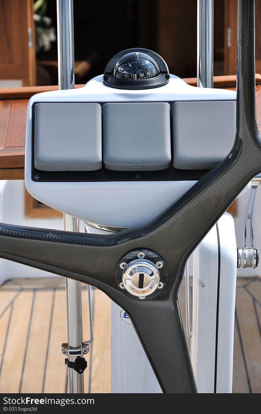 Steering Wheel And Control Of Yacht