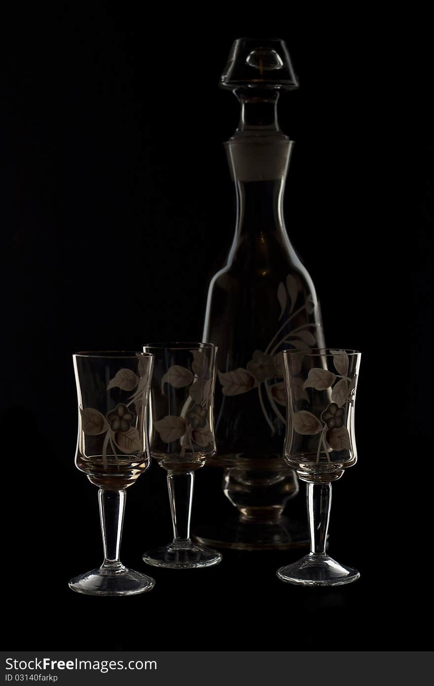 Collectable hand made crystal glass isolated on black