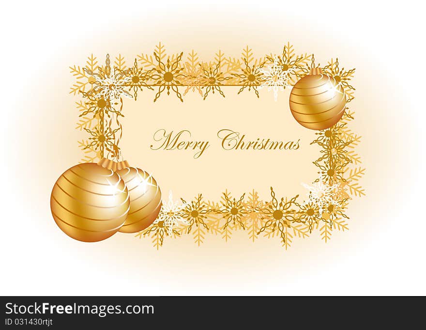 Vector Christmas ball on abstract golden lights background, eps 10