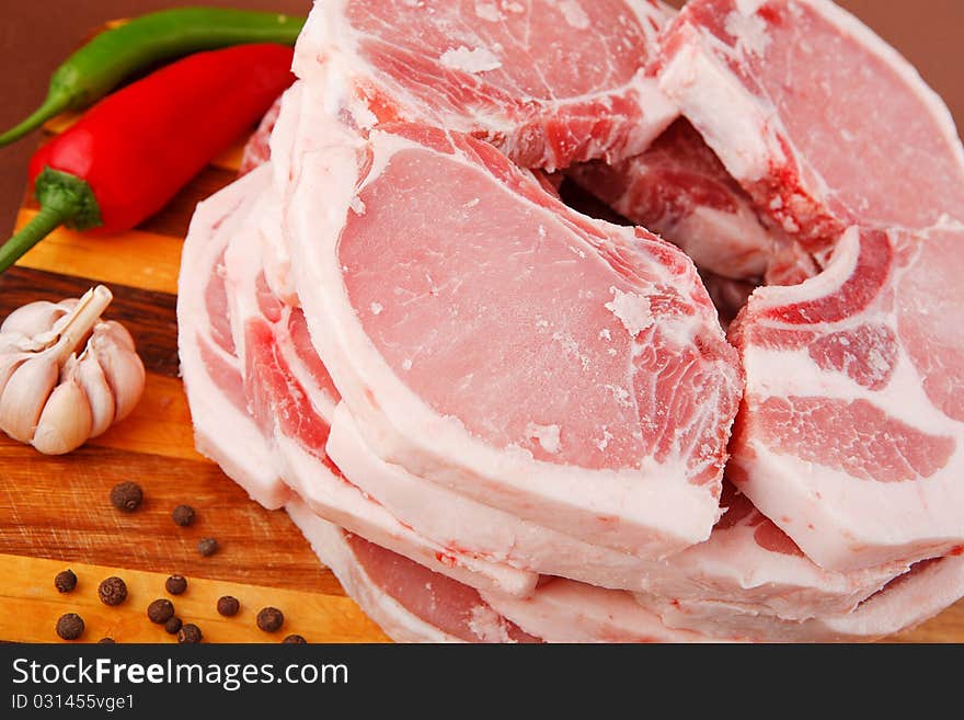 Slices of fresh pork