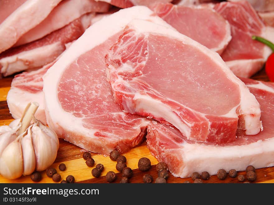 Slices of fresh pork