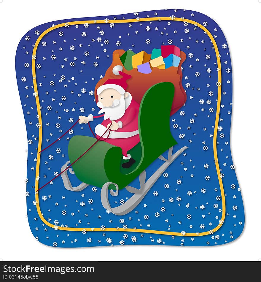 Santa Claus in his sleigh