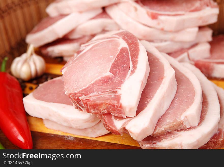 Slices of fresh pork