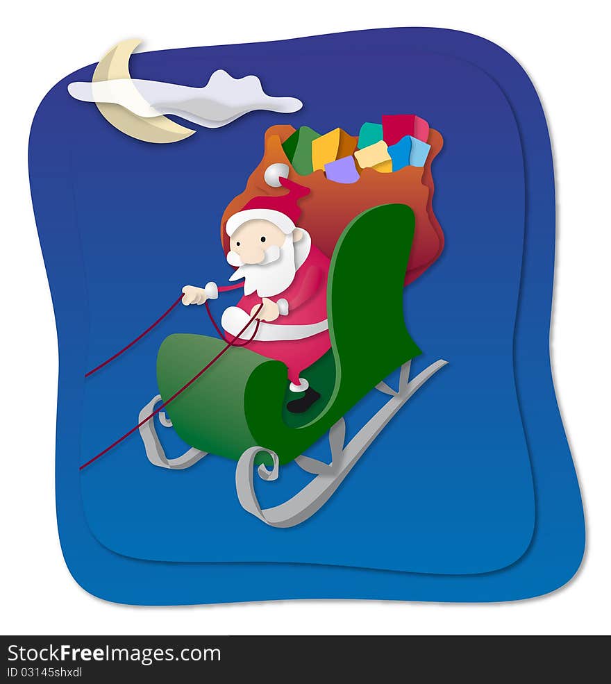 Santa Claus in his sleigh