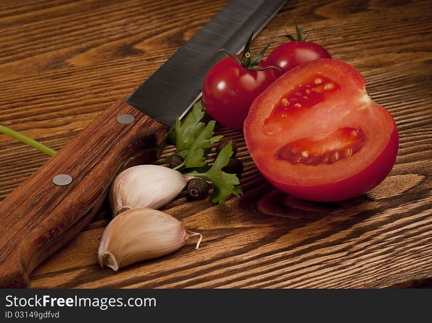 Tomatoes on table