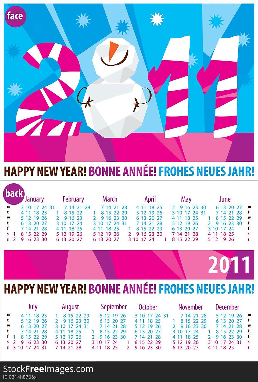 Colorful calendar for year 2011.Vector format.