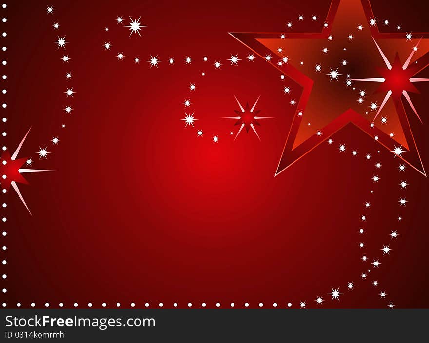 Red Christmas stars background with space for text