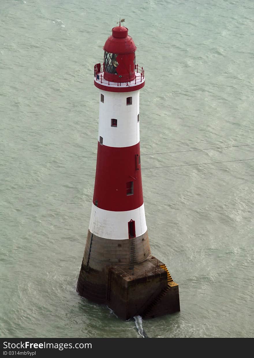 Red and white striped Lighthouse of Beachy Head