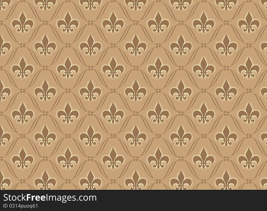 Brown retro damask wallpaper pattern. Brown retro damask wallpaper pattern