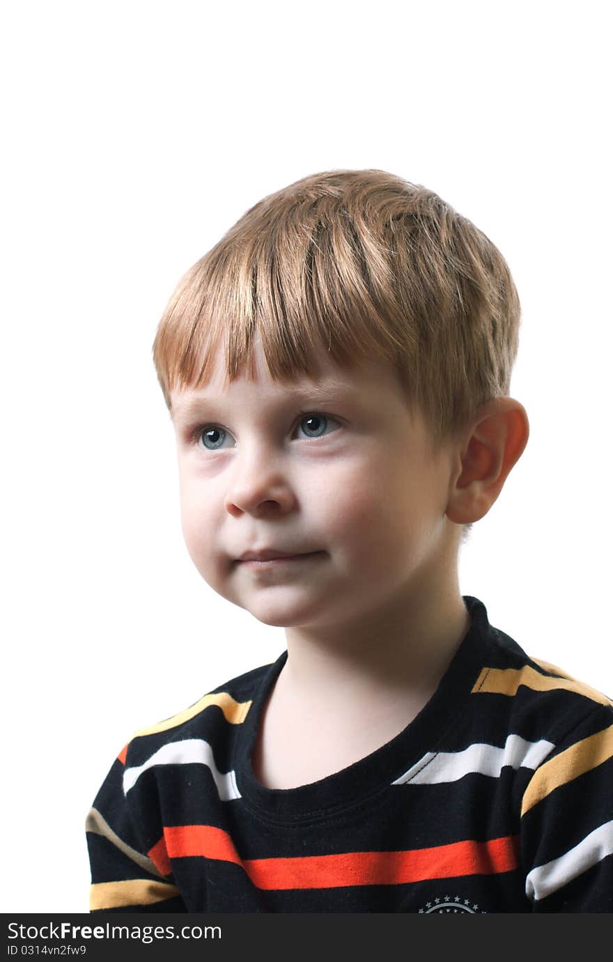 Portrait of the boy on white background