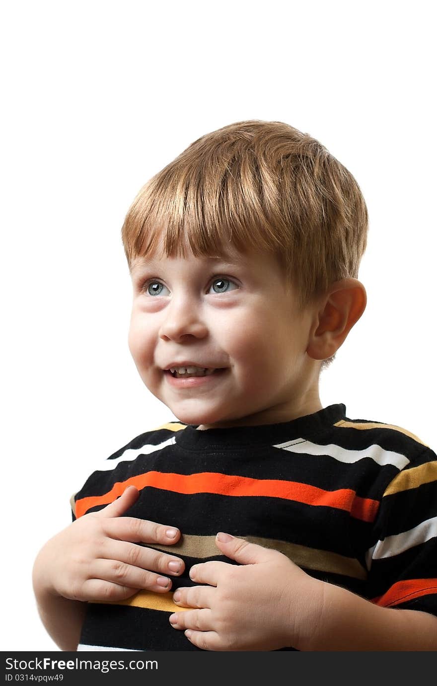 Portrait of the boy on white background