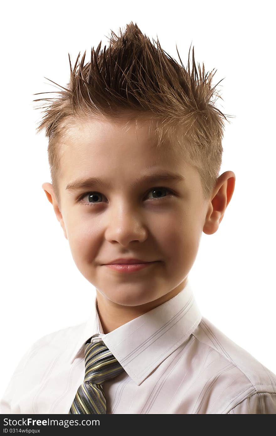 Portrait of the boy is isolated on white background