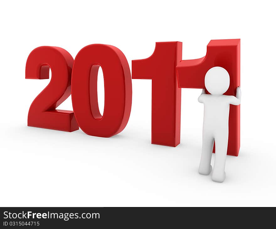 3d man new year isolated white background