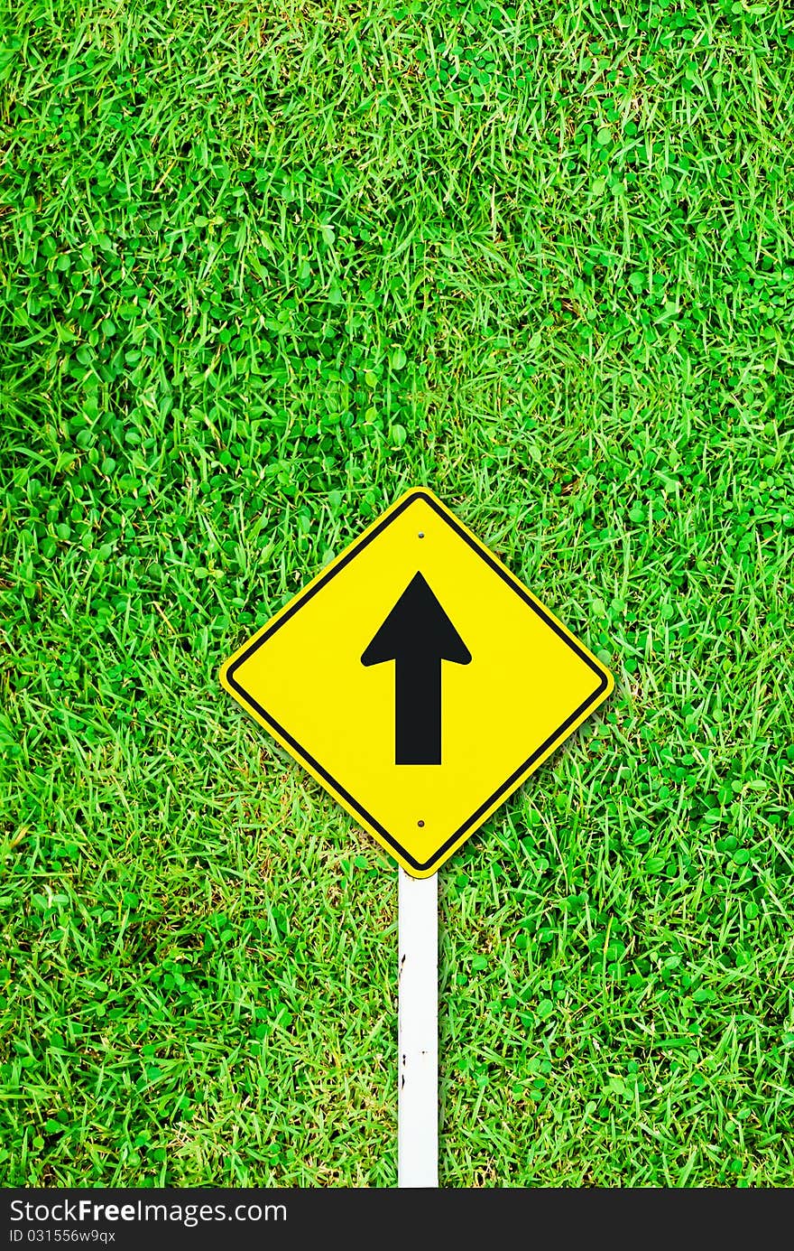 Go Ahead Traffic Sign On Grass Field