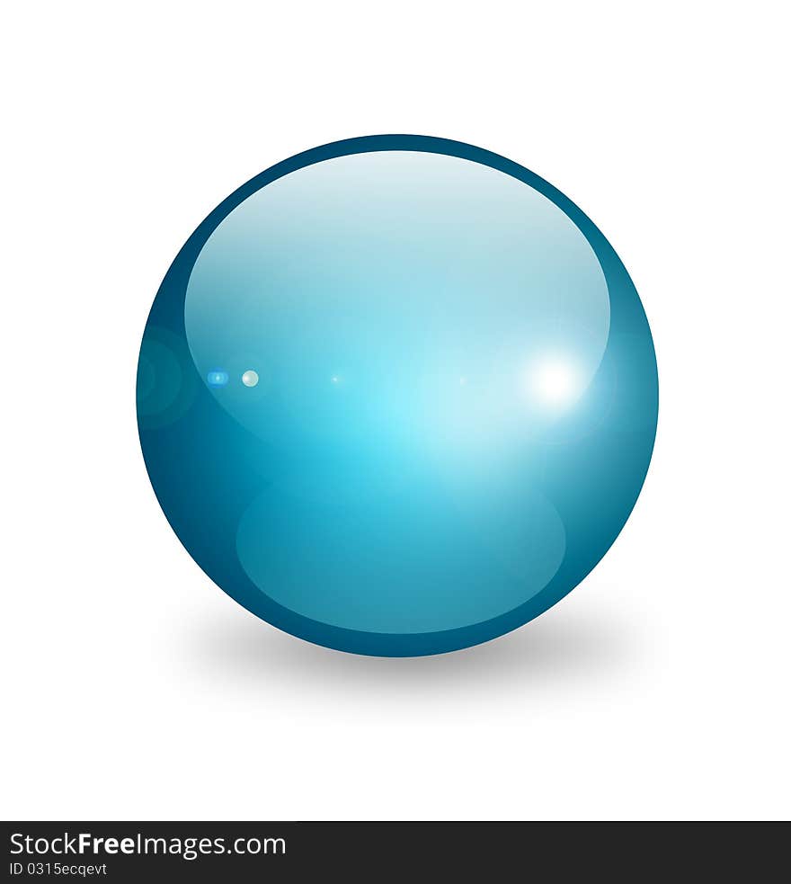 Blue sphere on white background. Object illustration