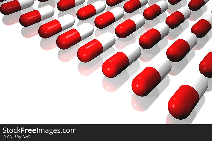 illustration of capsules of red and white color with white bottom   . illustration of capsules of red and white color with white bottom