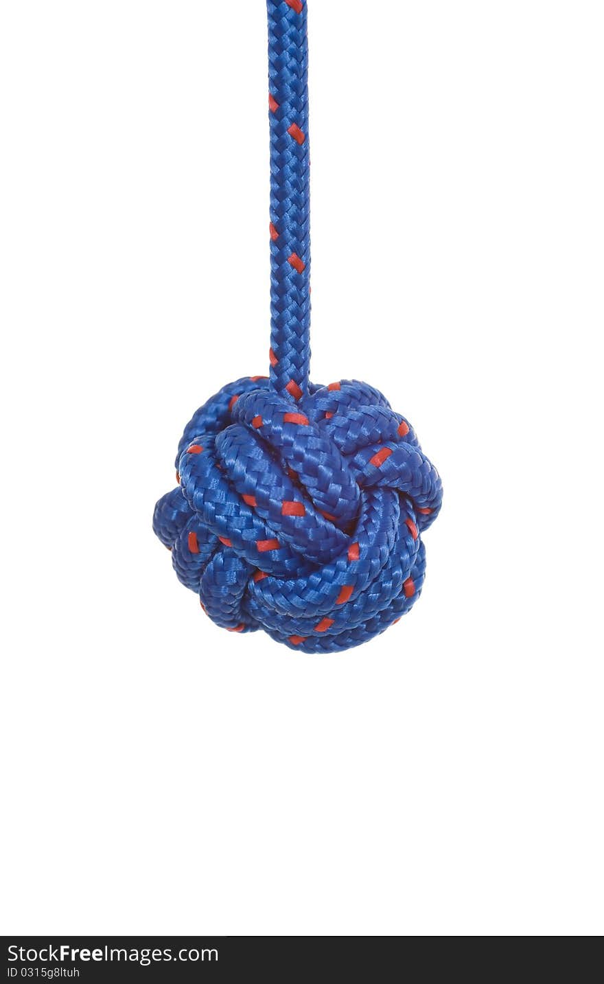 Blue string in shape of sphere on white background