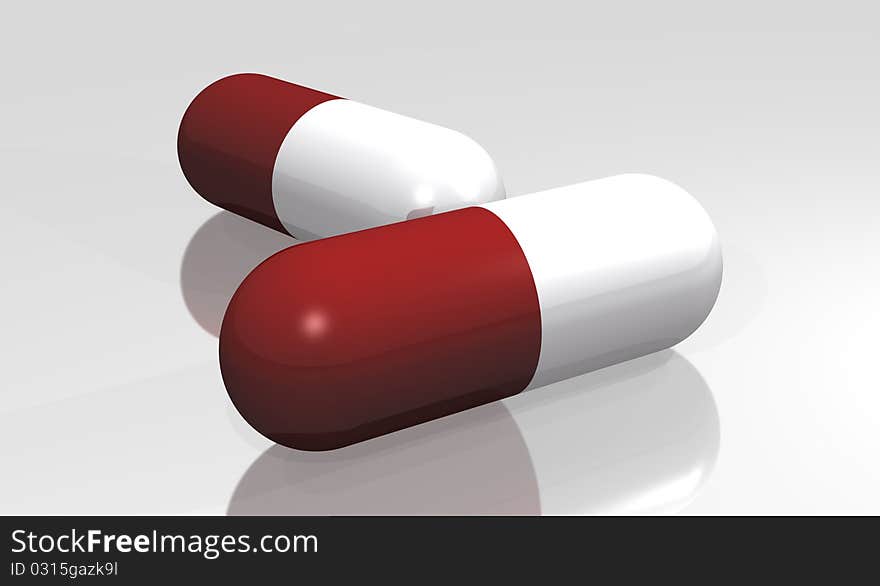 illustration of capsules of red and white color with white bottom   . illustration of capsules of red and white color with white bottom