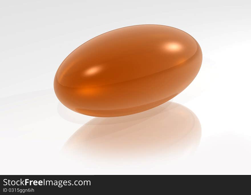 illustration of capsule of color orange with white fond. illustration of capsule of color orange with white fond