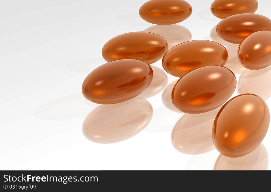 illustration of capsules of color orange with white fond. illustration of capsules of color orange with white fond