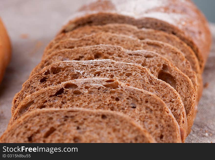 Assorted bread on a grey