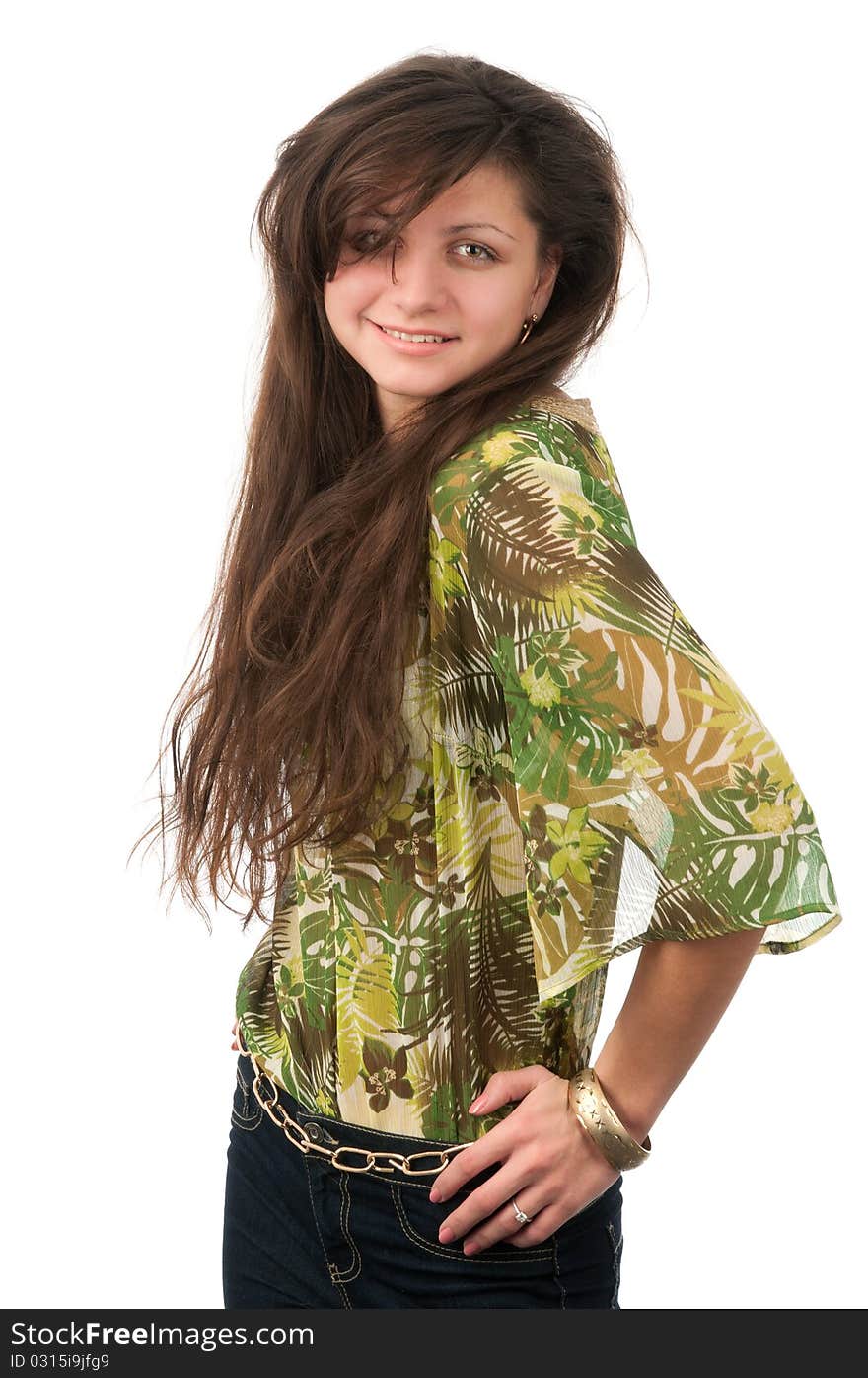 Happy woman smiling portrait isolated over a white background