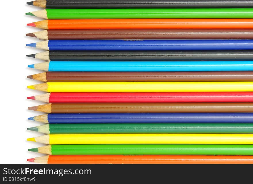 Color pencils isolated on a white background