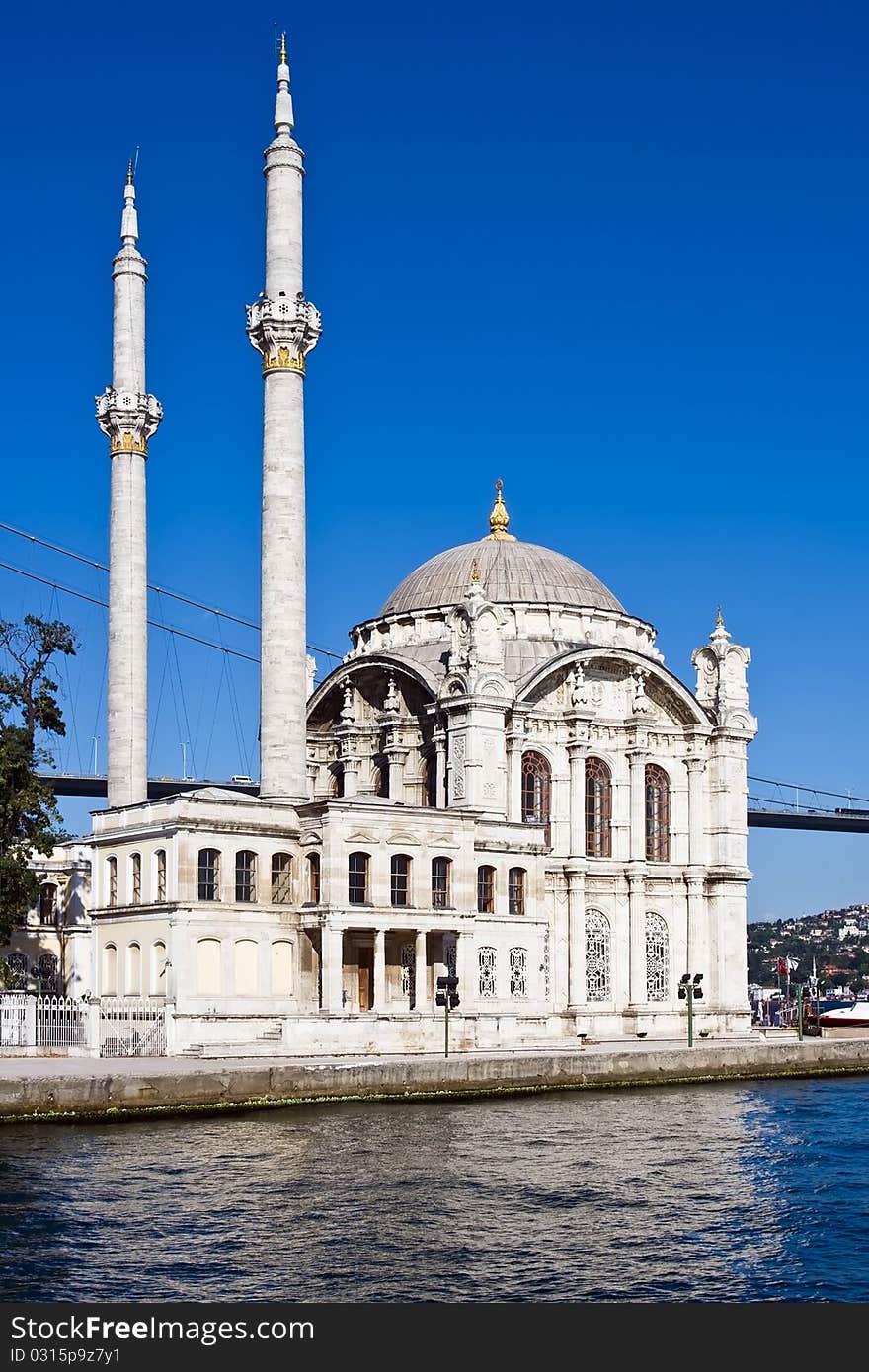 Beautiful Ortakoy mosque and Bosporus in Istanbul, Turkey