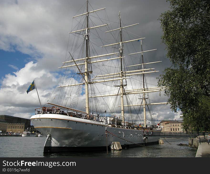 Sailing ship in dock marine