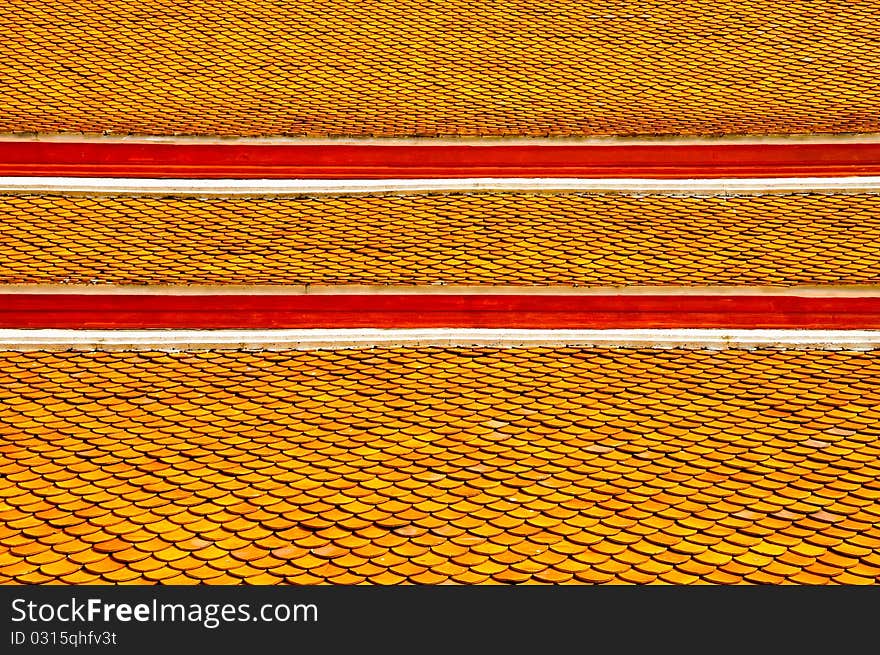 Tile Brown Roof , Temple In Thailand