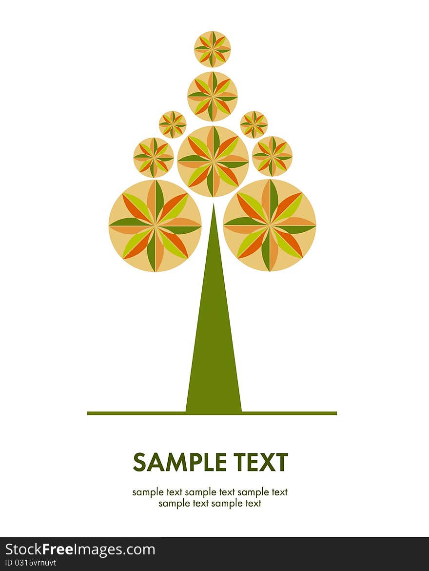 Vector card with colored tree. Vector card with colored tree