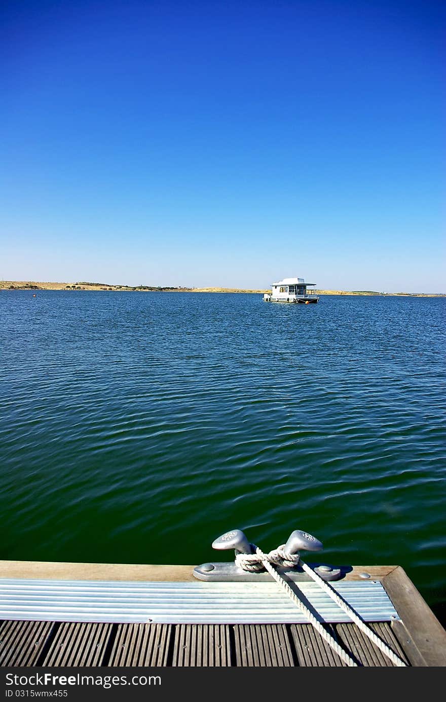 Boat in alqueva lake.