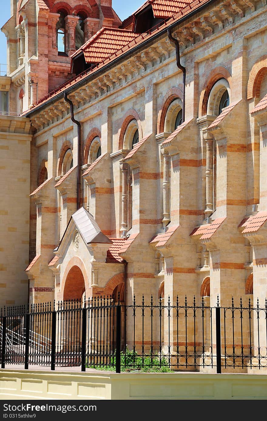 Photo of a church building. Photo of a church building