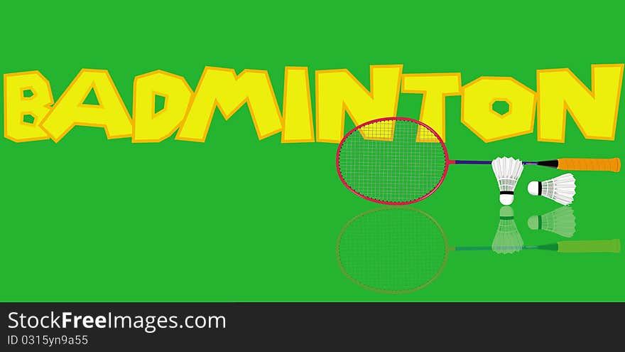 This image represents a badminton background concept with a badminton racket and two shuttlecocks. This image represents a badminton background concept with a badminton racket and two shuttlecocks