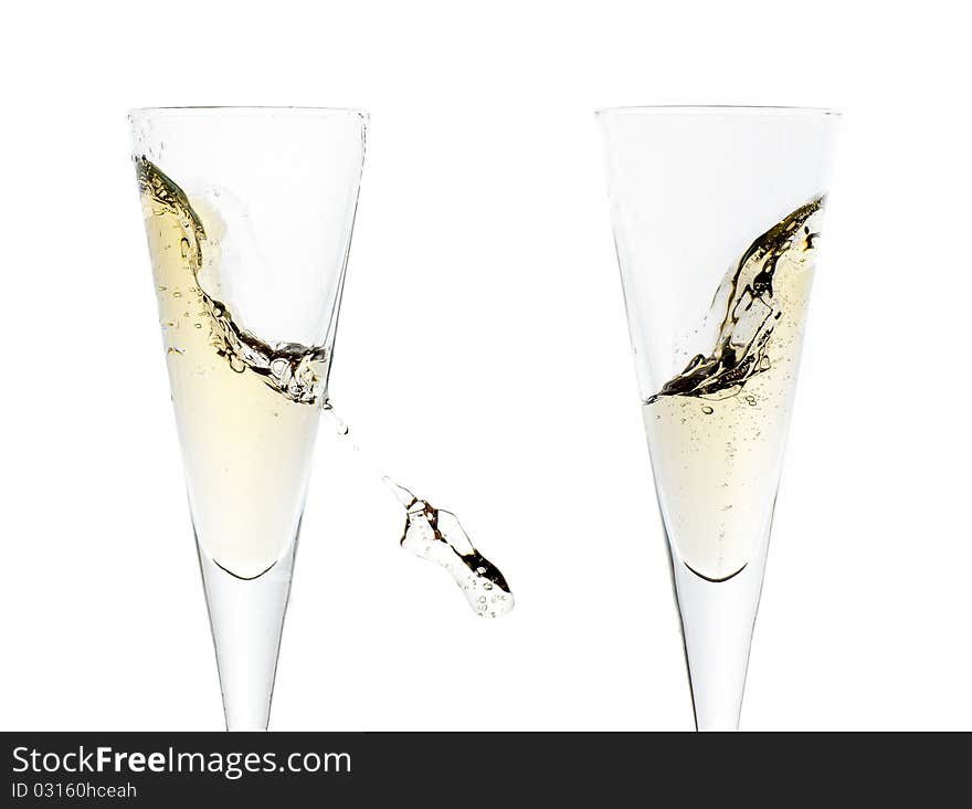 Two glass of champagne isolated. Two glass of champagne isolated