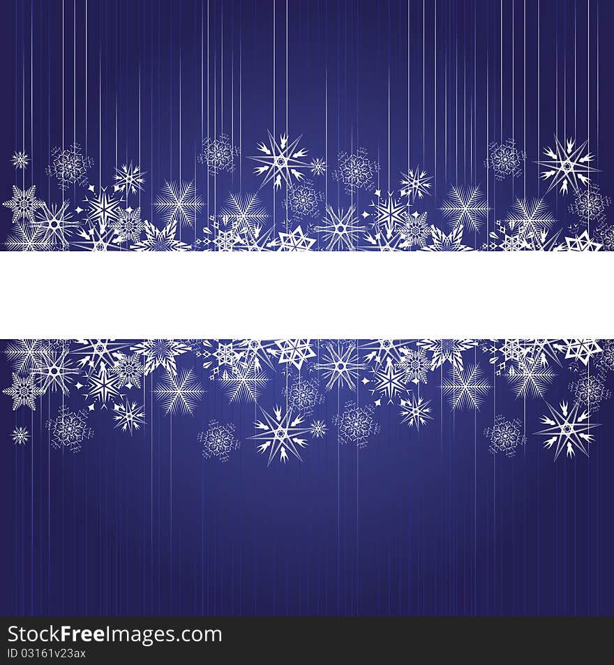 Winter blue background with snowflakes. Vector illustration