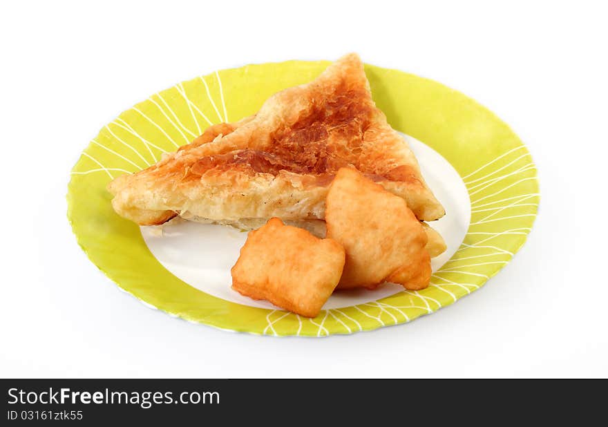 Baked dough for a plate isolated on a white background