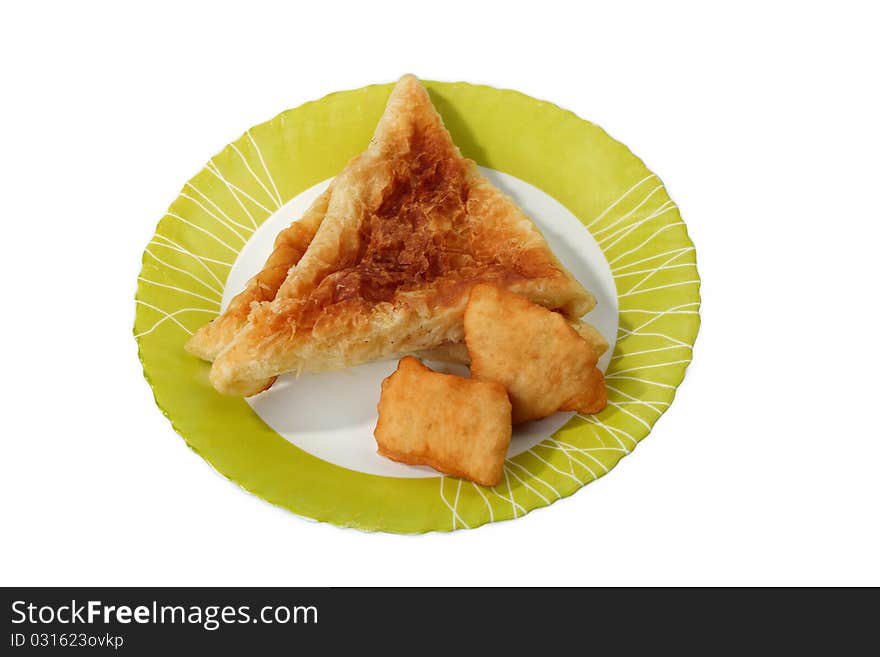 Baked dough for a plate isolated on a white background