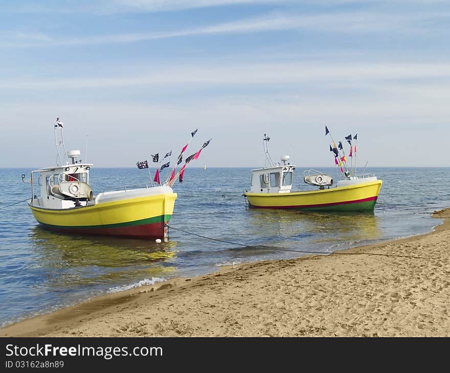 Fishing boats on a beach, Poland